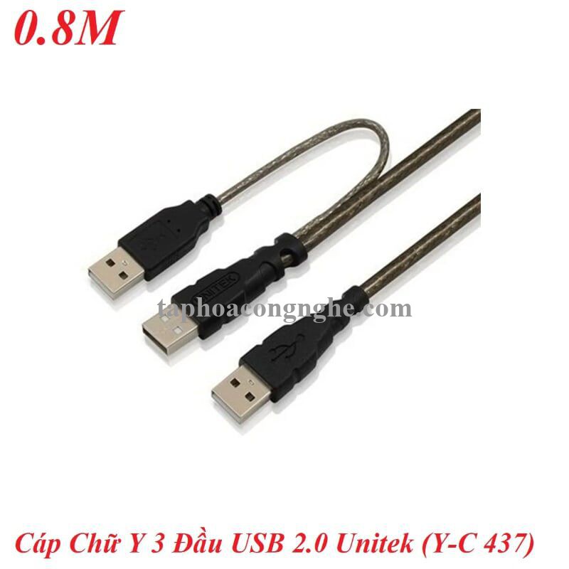 Unitek 95382 Y-C437 2.0 0.8M Cáp Chữ Y 3 Đầu Usb bọc chống nhiễu 30095382